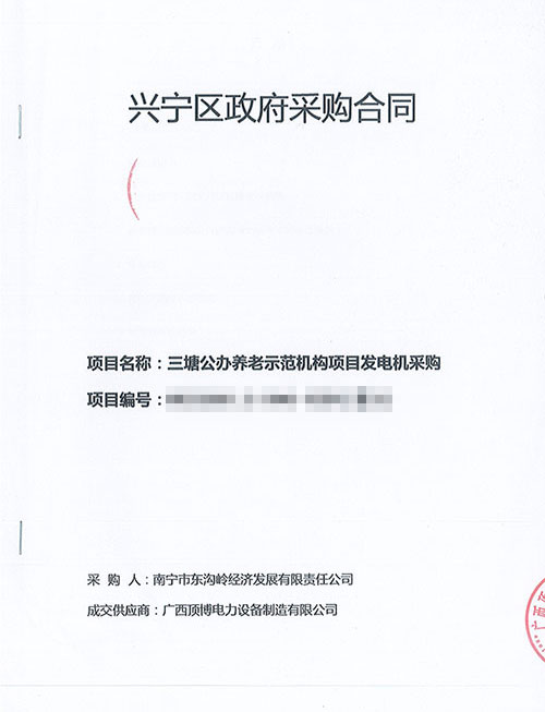 南寧三塘公辦養老示範機構項目100千瓦柴油發電機組